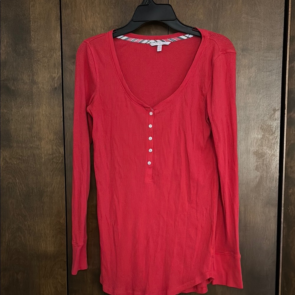 Victoria's Secret Red Fitted Long Sleeve Blouse